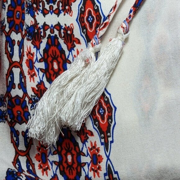 ARTISAN NY  Keyhole Tassel Tie Neckline Sleeveless Boho Print Rayon Top - Picture 5 of 11